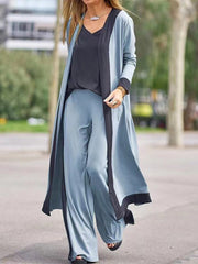 Long Cardigan, Pants and Top Three Piece Set