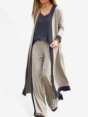 Long Cardigan, Pants and Top Three Piece Set