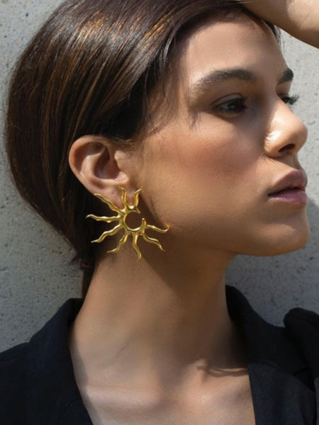 Geometric Sun Fashion Earrings