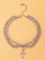 Three-Layer Anklet with Pendant