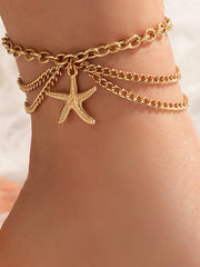 Three-Layer Anklet with Pendant