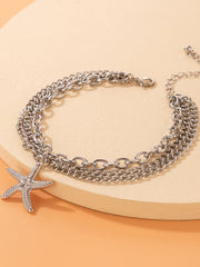 Three-Layer Anklet with Pendant