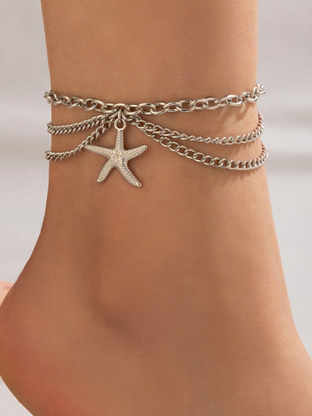 Three-Layer Anklet with Pendant