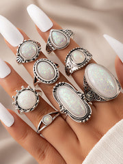 white silver ring set
