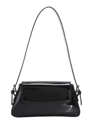 glossy black leather purse
