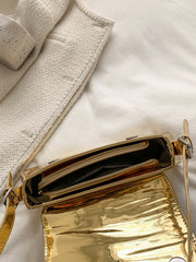 inside glossy gold leather purse