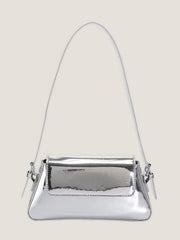glossy silver leather purse