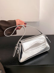 glossy silver leather purse