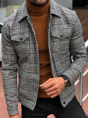 Grey Plaid Flannel Jacket