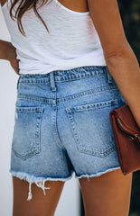 Distressed Denim Shorts Skirt