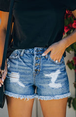 Ripped Denim Shorts