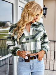 Plaid Flannel Jacket with Zipper