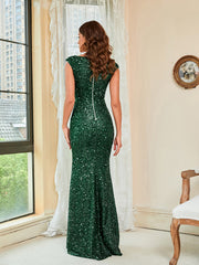 Green Sequin Floor Length Gown