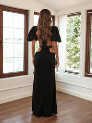 floor length black dress