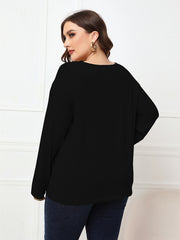 Solid Color Plus Size Long Sleeve Top
