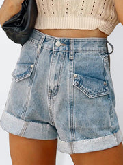 Cuff Denim Shorts