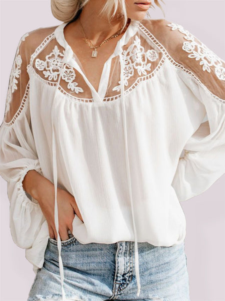 V-Neck Lace Shirt