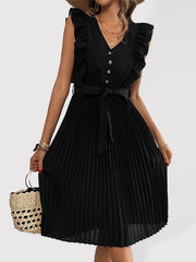 Pleated Sleeveless Dress