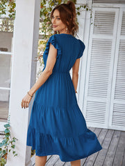 blue ruffle dress