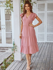pink ruffle dress