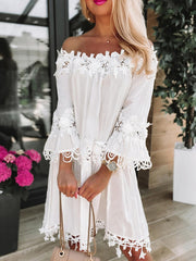 Strapless White Lace Dress