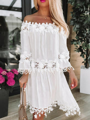 Strapless White Lace Dress