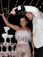 White Sequin Feather Dress