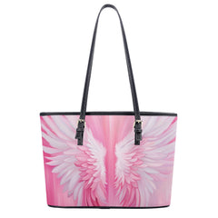 pink and white angel tote bag