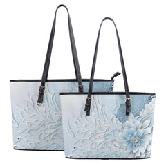 blue flower lace tote bag