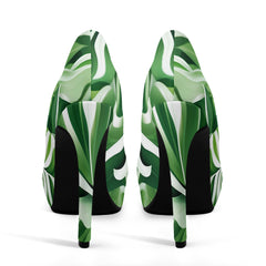 5 inch green tropical palm high heels