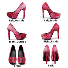 red and pink high heel platform shoes