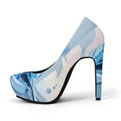 blue and white high heel