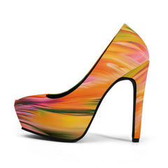 orange, yellow, pink, green high heels