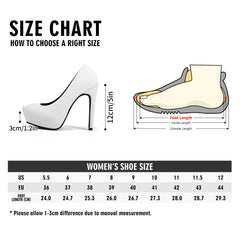 high heels size chart