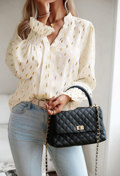 Gold Polka Dot Long Sleeve Shirt