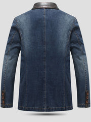 men's denim coat back view