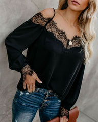 Cold-Shoulder Lace Blouse