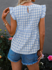 V-neck Plaid Top