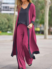 Long Cardigan, Pants and Top Three Piece Set