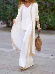Long Cardigan, Pants and Top Three Piece Set