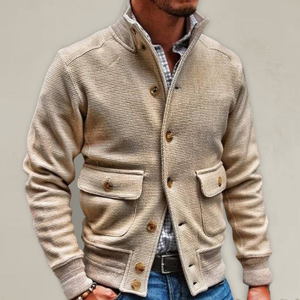 men's khaki sweater jacket 