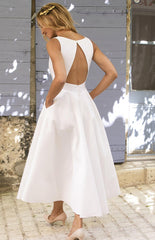 Solid Color Backless Dress