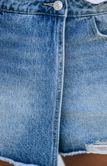 Distressed Denim Shorts Skirt