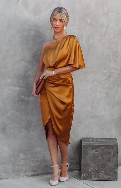 One Sleeve Wrap Dress