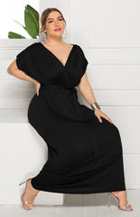 Solid V-Neck Dress