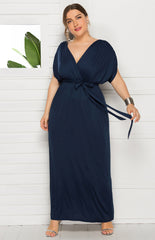 Solid V-Neck Dress