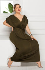 Solid V-Neck Dress