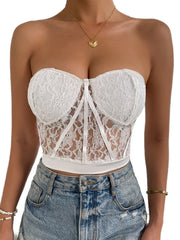 White Lace Strapless Lingerie Top