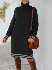 Turtle Neck Long Sleeve Knit Dress
