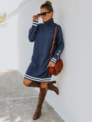 Turtle Neck Long Sleeve Knit Dress